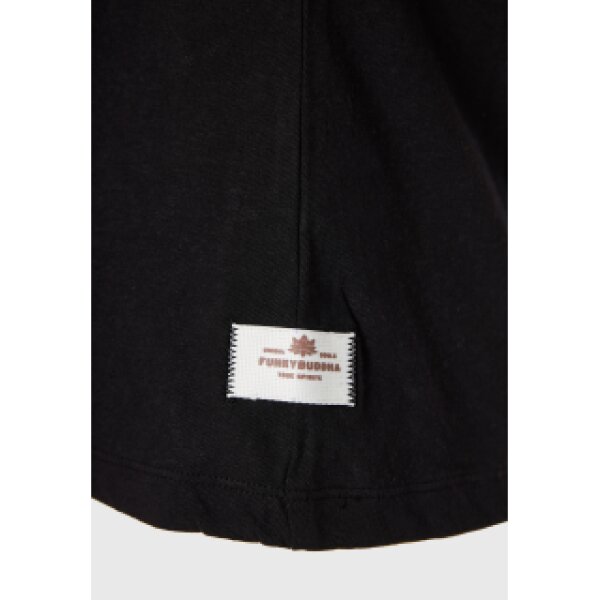 Γυναικείο linen blend μονόχρωμο t-shirt FUNKY BUDDHA  FBL011-110-04-BLACK - Image 3