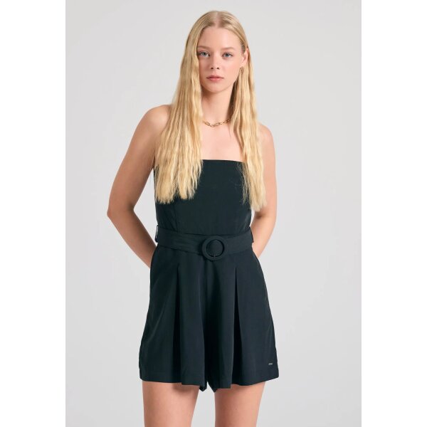 FBL011-111-12_BLACK_1 ΓΥΝΑΙΚΕΙΑ Lyocell blend ολόσωμη φόρμα σορτς με ζώνη ΜΑΥΡΟ FUNKY BUDDHA  FBL011-111-12 - Image 2