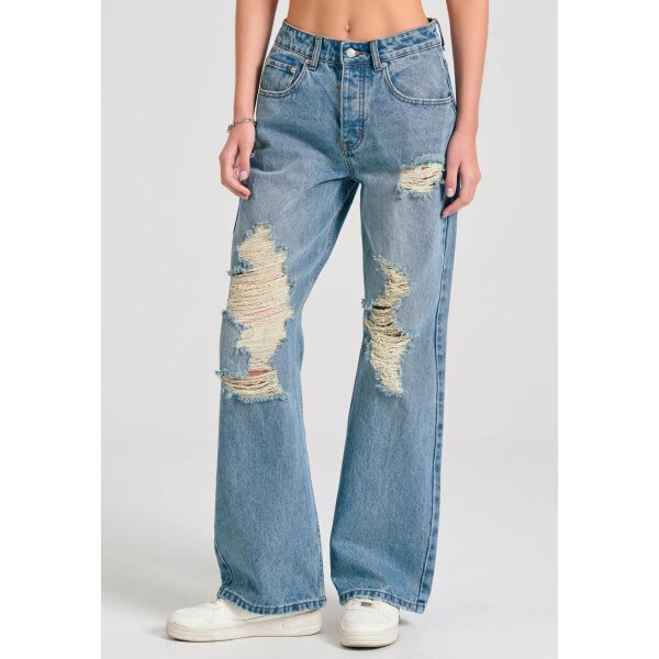 FBL011-165-02_MD_BLUE_1 Γυναικείο loose fit τζιν παντελόνι με σκισίματα FUNKY BUDDHA  FBL011-165-02 - Image 2