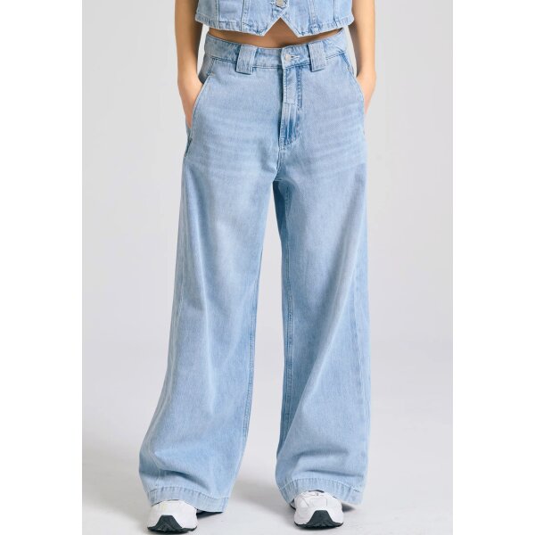 FBL011-167-02_LT_BLUE_1 Γυναικείο loose fit τζιν παντελόνι με washed effects FUNKY BUDDHA  FBL011-167-02 - Image 1