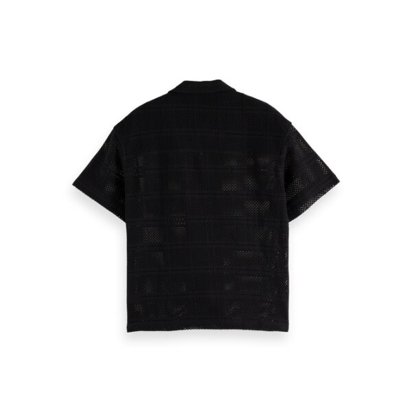 Ανδρικό πουκάμισο κοντό μανίκι Crochet SCOTCH& SODA 180034 μαύρο - Image 3