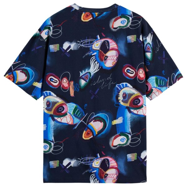 T-SHIRT-AOP-Marine-Manches-courtes-M2-Boutiques (1) Ανδρική μπλούζα κοντό μανίκι SCOTCH&SODA 180051 μπλε - Image 2