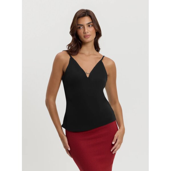 W5GH58WGLD2_JET-BLACK-A996_V1 ΓΥΝΑΙΚΕΙΑ ΜΠΛΟΥΖΑ GUESS W5GH58WGLD2-JBLK - Image 1