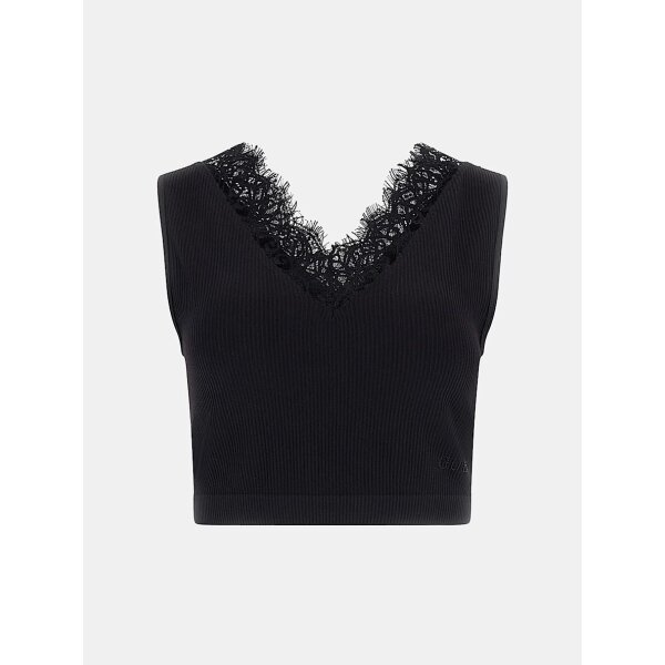 W5GZ09Z2ZN0-JBLK-ALTGHOST ΓΥΝΑΙΚΕΙΑ ΜΠΛΟΥΖΑ Cropped τοπ χωρίς ραφές με δαντέλα W5GZ09Z2ZN0-JBLK GUESS - Image 5