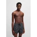 Ανδρικό μαγιό Seasonal-print swim shorts with round hem HUGO 50533795 γκρι