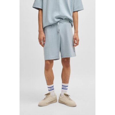 Ανδρική βερμούδα φούτερ in a waffle-structured cotton blend 50534451 γαλάζιο
