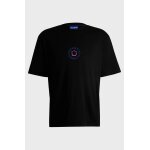 Ανδρική μπλούζα κοντό μανίκι Cotton-jersey T-shirt with Happy HUGO logo HUGO 50536127 μαύρο - Image 3