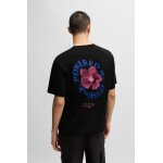 Ανδρική μπλούζα κοντό μανίκι Cotton-jersey T-shirt with Happy HUGO logo HUGO 50536127 μαύρο - Image 2