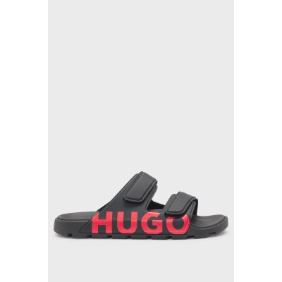 Ανδρικό πέδιλο Logo sandals with double touch-closure straps HUGO 50542042 μαύρο