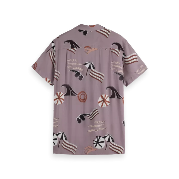 Ανδρικό πουκάμισο κοντό μανίκι AOP short-sleeved regular fit viscose SCOTCH & SODA 180032 μωβ - Image 2