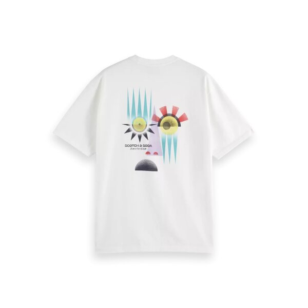 Ανδρική μπλούζα κοντό μανίκι Relaxed-fit front and back artwork SCOTCH & SODA 180050 λεύκο - Image 5