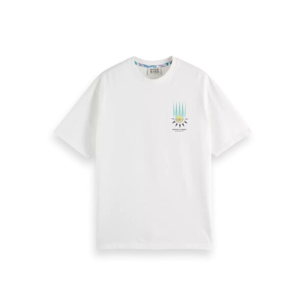 Ανδρική μπλούζα κοντό μανίκι Relaxed-fit front and back artwork SCOTCH & SODA 180050 λεύκο - Image 4