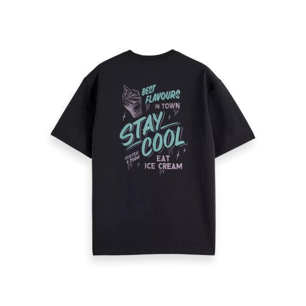 hires_png-180050_0157_bck_ntzzcoxwjgr7kj3j_png Ανδρική μπλούζα κοντό μανίκι Relaxed-fit front and back artwork SCOTCH & SODA 180050 γκρι - Image 2
