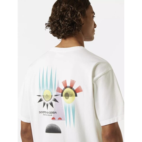 Ανδρική μπλούζα κοντό μανίκι Relaxed-fit front and back artwork SCOTCH & SODA 180050 λεύκο - Image 2