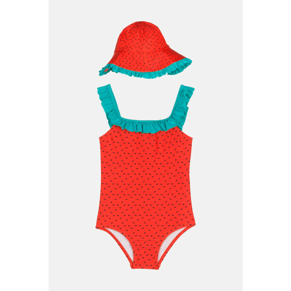 2543822 Παιδικό Μαγιό Ολόσωμο Κόκκινο με Καπέλο Joyce 2543822 - Image 1