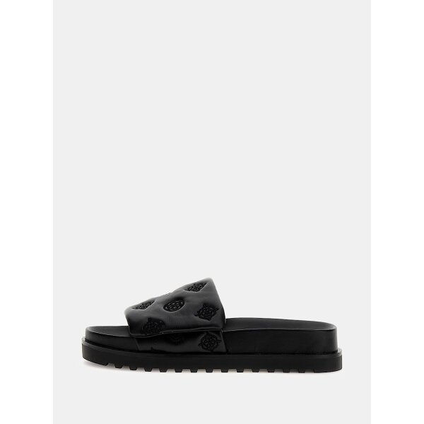 FLJFA2ELE19-BLACK-ALT1 ΓΥΝΑΙΚΕΙΟ Σανδάλι Fabio με 4G και λογότυπο peony GUESS FLJFA2ELE19 - Image 3