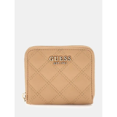 Γυναικείο Μίνι καπιτονέ πορτοφόλι Giully Guess SWQG8748137-BEI