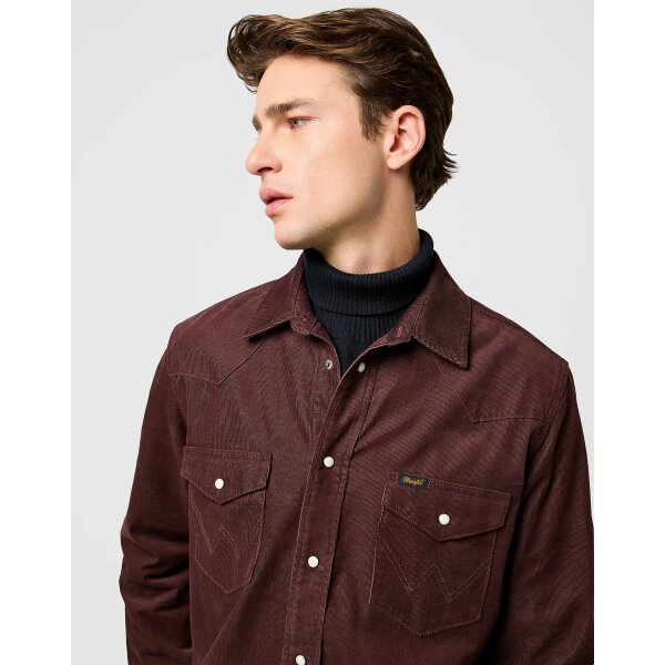 Ανδρικό πουκάμισο Western cord Wrangler 112371428-Mahogany - Image 2