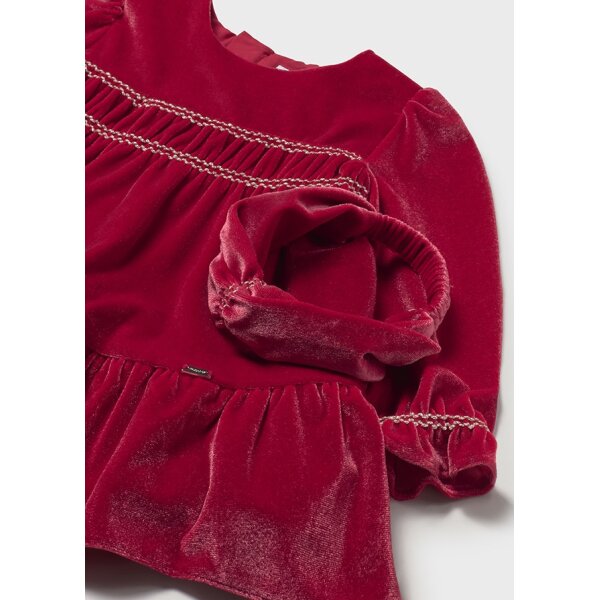 ΠΑΙΔΙΚΟ ΦΟΡΕΜΑ ΒΕΛΟΥΔΙΝΟ ΜΕ ΣΤΕΚΑ ΚΟΚΚΙΝΟ ΚΟΡΙΤΣΙ MAYORAL 15-02904-075 - Image 3