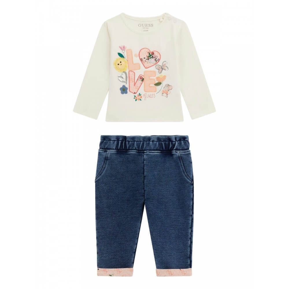 ΒΡΕΦΙΚΟ ΣΕΤ LS T-SHIRT+KNIT DENIM PANT  GUESS A5YG06K6YW4-GU0/G012 - Image 1