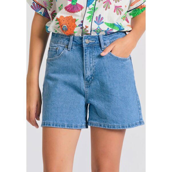 FBL011-163-03_LT_BLUE_1 Γυναικείο τζιν σορτς με ελαφρύ ξεθώριασμα FUNKY BUDDHA FBL011-163-03 - Image 1