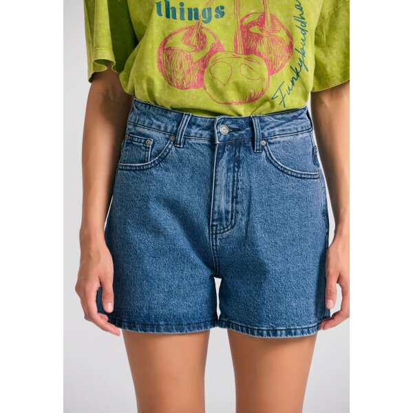 Γυναικείο τζιν σορτς με ελαφρύ ξεθώριασμα FUNKY BUDDHA FBL011-163-03 ΜΠΛΕ - Image 2