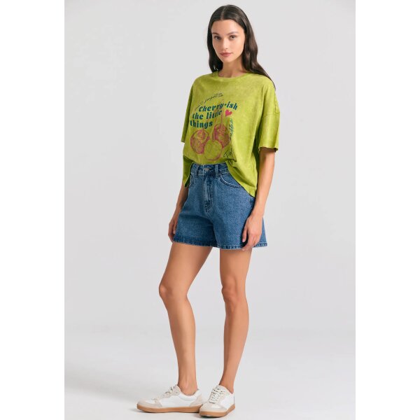 Γυναικείο τζιν σορτς με ελαφρύ ξεθώριασμα FUNKY BUDDHA FBL011-163-03 ΜΠΛΕ - Image 4