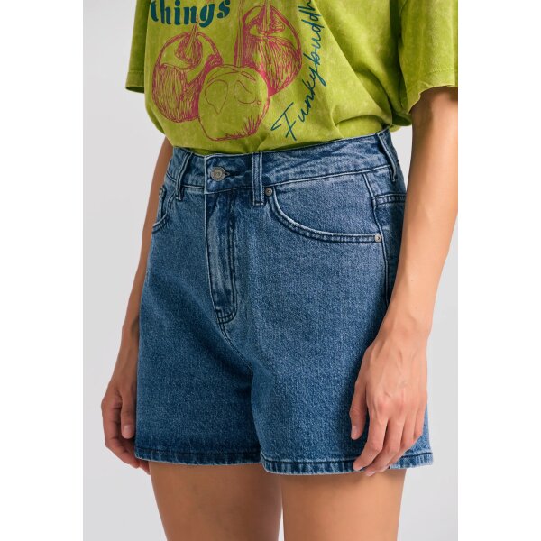 Γυναικείο τζιν σορτς με ελαφρύ ξεθώριασμα FUNKY BUDDHA FBL011-163-03 ΜΠΛΕ - Image 5