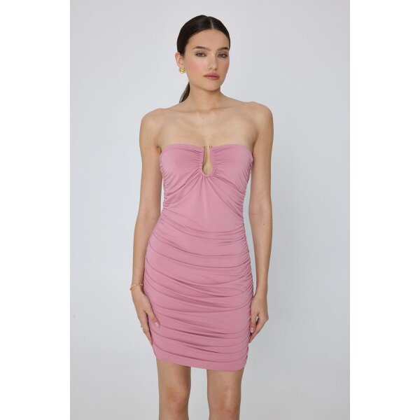 MML25-01-07-042_PINK_1_1745576528 Strapless Ζέρσεϊ Μίνι Φόρεμα με Ντραπάρισμα και Διακοσμητικό Κρίκο HAVANA MML25-01-07-042_PINK - Image 1