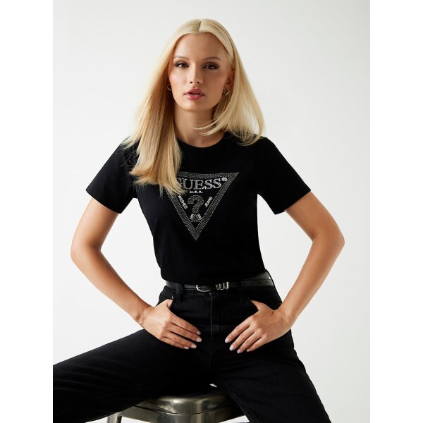 W5BI18I3Z14-JBLK-ALT3 ΓΥΝΑΙΚΕΙΑ ΜΠΛΟΥΖΑ SS CN KRYSTAL TRIANGLE TEE GUESS W5BI18I3Z14-GU0/JBLK - Image 4