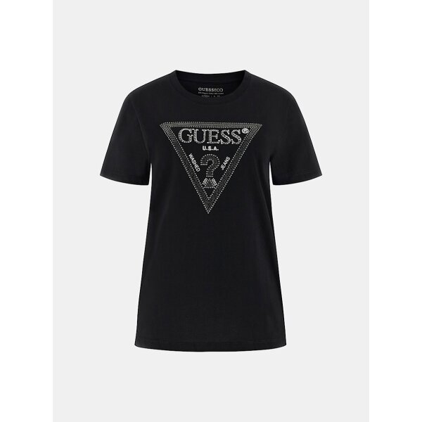 W5BI18I3Z14-JBLK-ALTGHOST ΓΥΝΑΙΚΕΙΑ ΜΠΛΟΥΖΑ SS CN KRYSTAL TRIANGLE TEE GUESS W5BI18I3Z14-GU0/JBLK - Image 1