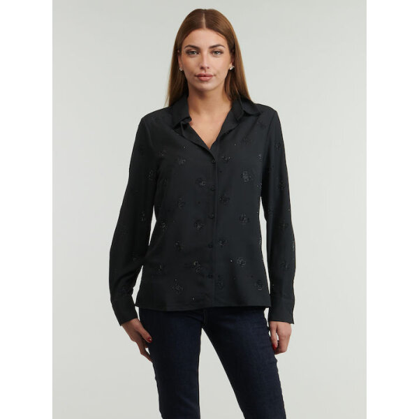 ΓΥΝΑΙΚΕΙΟ ΠΟΥΚΑΜΙΣΟ LS FLORE LOGO HOTFIX SHIRT GUESS W5BH80W2982-JBLK - Image 1