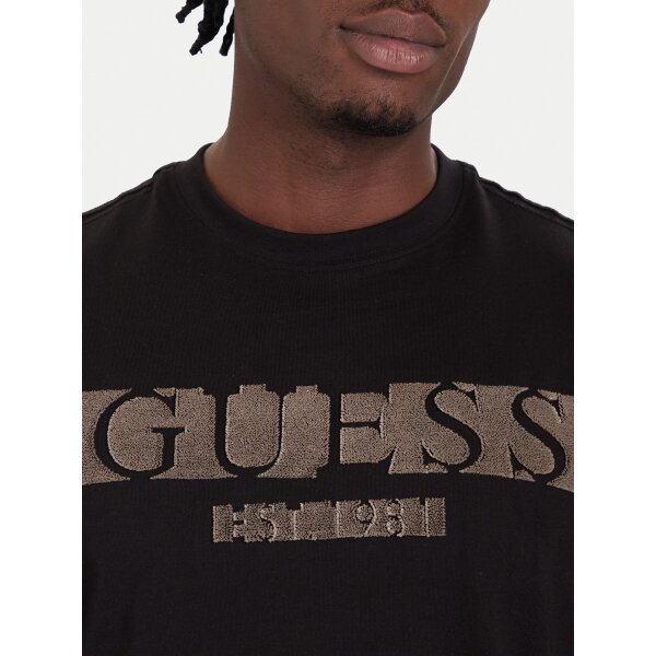 ΑΝΔΡΙΚΗ ΜΠΛΟΥΖΑ CN LS FLOCK LOGO TEE GUESS M5BI10K8FQ4-JBLK - Image 4