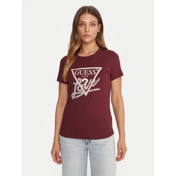 guess-t-shirt-w5yi40-i3z14-kokkino-regular-fit-0000305464941 ΓΥΝΑΙΚΕΙΑ ΜΠΛΟΥΖΑ SS CN PEARLS LOVE TRIANGLE TEE GUESS W5YI40I3Z14-GU0/G596 - Image 1