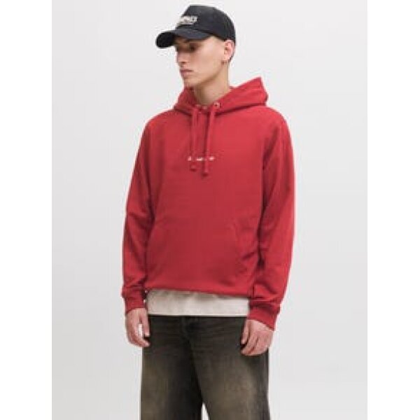 jackjones-jornorrebroembsweathoodnoos-red Ανδρικό φούτερ με κουκούλα JACK&JONES 12282861 μπορντώ - Image 1