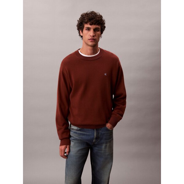 1755080149-front-120252_02656057-XWI-1 Ανδρική μπλούζα πλεκτή FT CRWNK CALVIN KLEIN LV04RC309G-XWI καφέ - Image 1