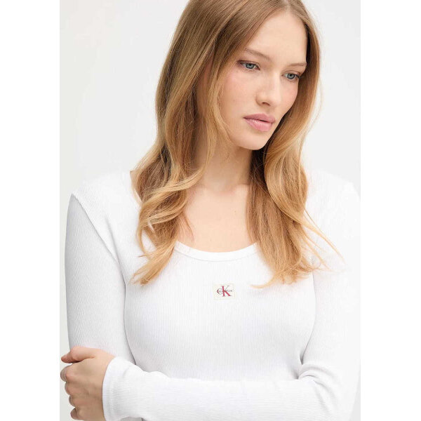 ΓΥΝΑΙΚΕΙΑ ΜΠΛΟΥΖΑ LS WOVEN LABEL 2X2 RIB SCOOP N  CALVIN KLEIN LV047D218G-YAA - Image 2