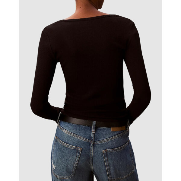 ΓΥΝΑΙΚΕΙΑ ΜΠΛΟΥΖΑ LS WOVEN LABEL 2X2 RIB SCOOP N CALVIN KLEIN LV047D218G-UB1 - Image 2