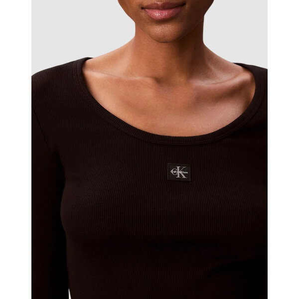 ΓΥΝΑΙΚΕΙΑ ΜΠΛΟΥΖΑ LS WOVEN LABEL 2X2 RIB SCOOP N CALVIN KLEIN LV047D218G-UB1 - Image 3