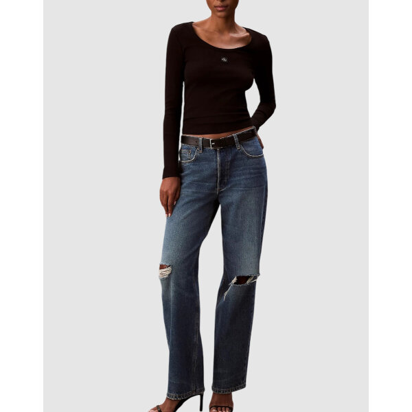 ΓΥΝΑΙΚΕΙΑ ΜΠΛΟΥΖΑ LS WOVEN LABEL 2X2 RIB SCOOP N CALVIN KLEIN LV047D218G-UB1 - Image 4