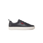 Ανδρικό παπούτσι  Faux-leather trainers with red logo flag HUGO 50541210 μαύρο