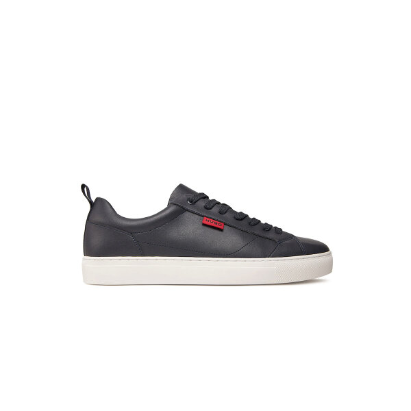20250918181659_hugo_andrika_sneakers_mple_50541210_406 Ανδρικό παπούτσι  Faux-leather trainers with red logo flag HUGO 50541210 μαύρο - Image 1