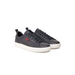 Ανδρικό παπούτσι  Faux-leather trainers with red logo flag HUGO 50541210 μαύρο - Image 2