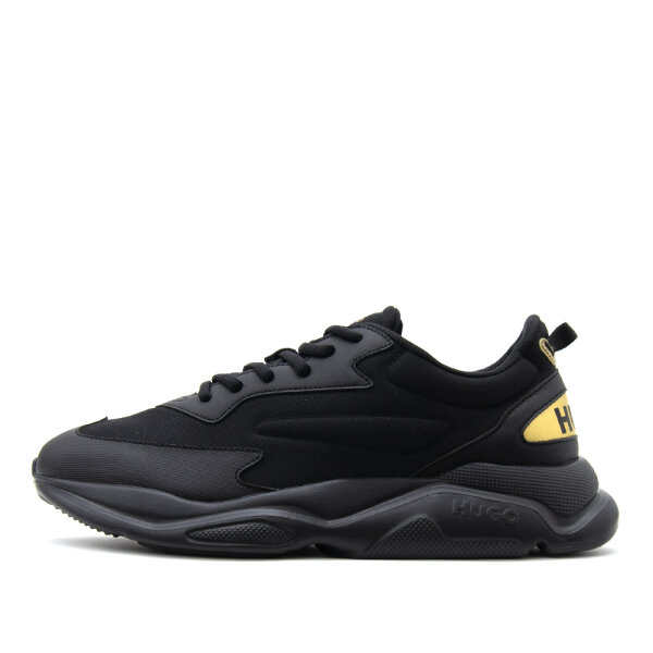 20250918182700_hugo_andrika_sneakers_mayro_50536960_007 Ανδρικό παπούτσι Logo-counter trainers with canvas-effect fabric HUGO 50536960 μαύρο - Image 1