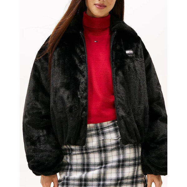 20251027155823_tommy_hilfiger_gynaikeio_bomber_jacket_black_dw0dw21669_bds ΓΥΝΑΙΚΕΙΟ ΜΠΟΥΦΑΝ TJW FAUX FUR BOMBER TOMMY JEANS DW0DW21669-BDS - Image 1