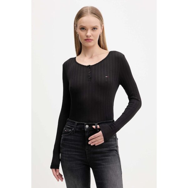 AW25-BUD02Y-99X_F1 (1) ΓΥΝΑΙΚΕΙΟ TJW SLIM SH IRREGULAR RIB LS TOMMY JEANS DW0DW21575-BDS - Image 1