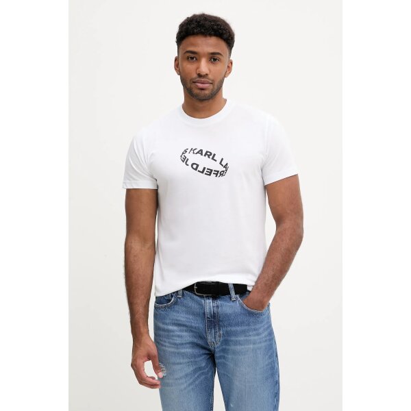 Ανδρική μπλούζα κοντό μανίκι RING LOGO T-SHIRT KARL LAGERFELD JEANS A3M17037 λευκό - Image 1
