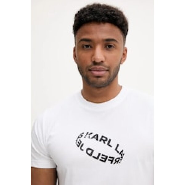 Ανδρική μπλούζα κοντό μανίκι RING LOGO T-SHIRT KARL LAGERFELD JEANS A3M17037 λευκό - Image 3