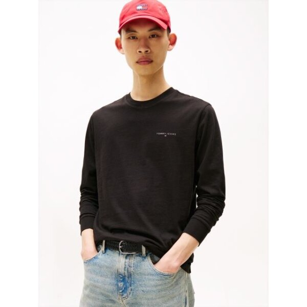 Ανδρική μπλούζα μακρύ μανίκι SLIM CHEST TEE TOMMY JEANS DM0DM21594-BDS μαύρο - Image 1