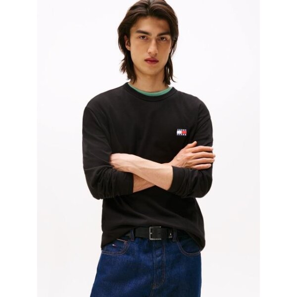 Ανδρική μπλούζα μακρύ μανίκι TJM REG BADGE TEE LS TOMMY JEANS DM0DM21974-BDS μαύρο - Image 3